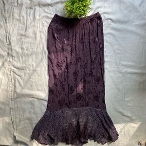Vintage Marigold Violet Maxi Skirt Goth Witch Mermaid Floral Roses Medium Purple